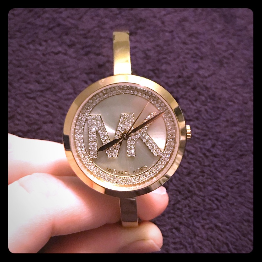 Gold Michael Kors Bangle Watch with crystals